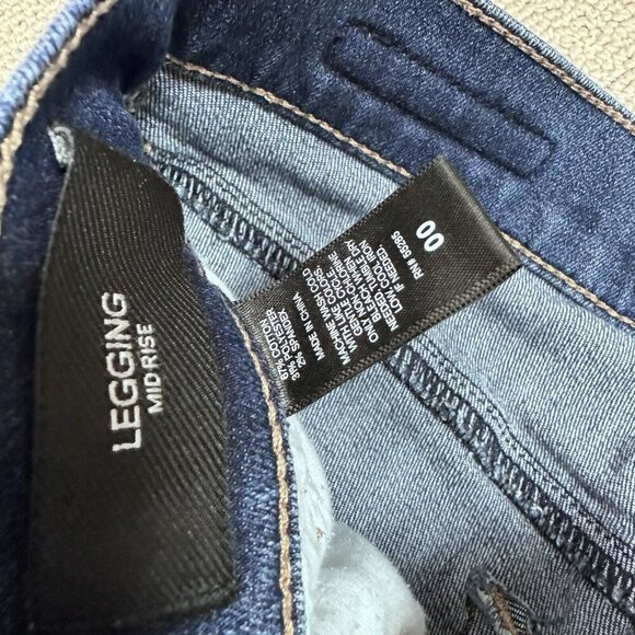 Express Jeans Legging Mid Rise Blue Pockets Women’s Size 00 - Picture 12 of 12